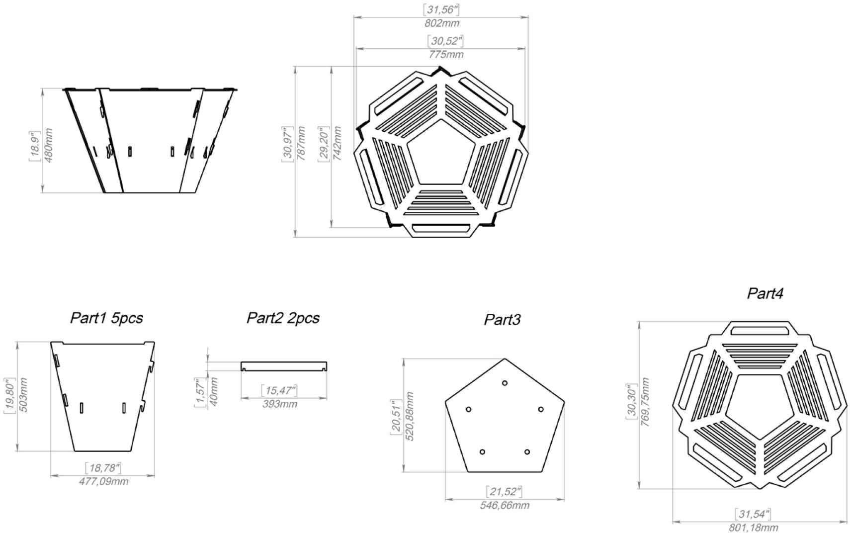 Penta grill - osnovni 3 mm