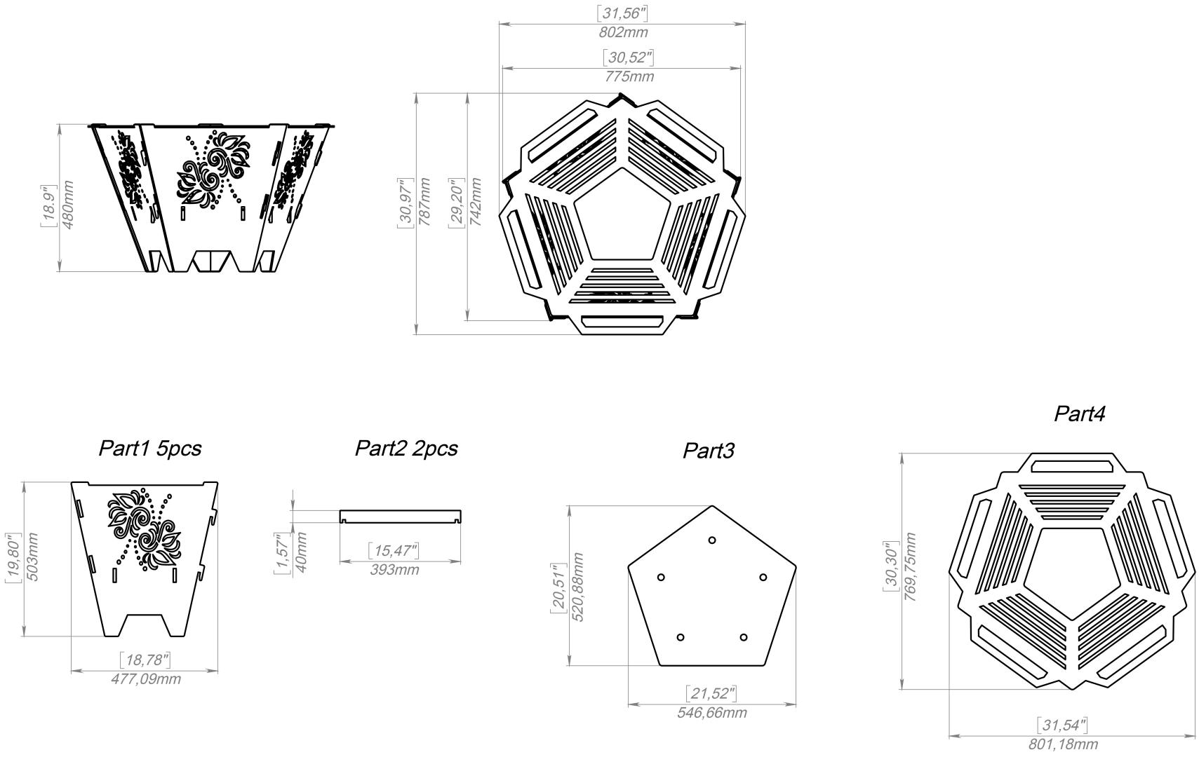 Penta grill - cvijet 3 mm