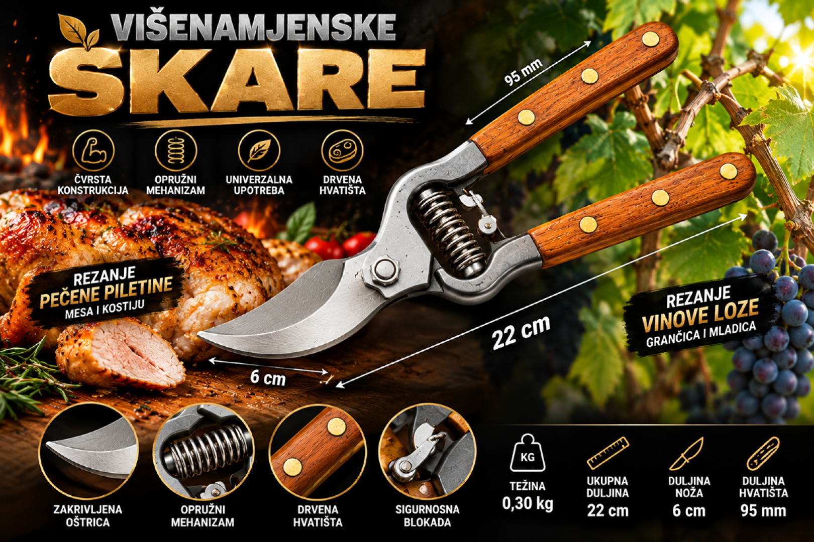 VIŠENAMJENSKE ŠKARE 22 cm