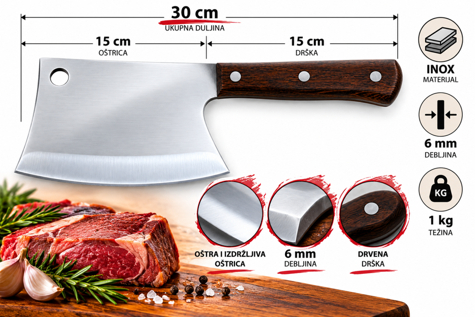 SJEKAČ ZA MESO 30 cm